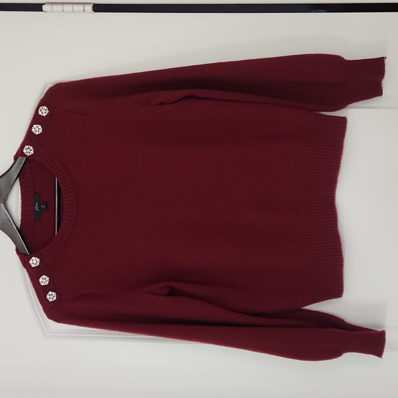 J. Crew Sweaters - Beautiful red/burgundy sweater with 6 rhinestones buttons in very good condition